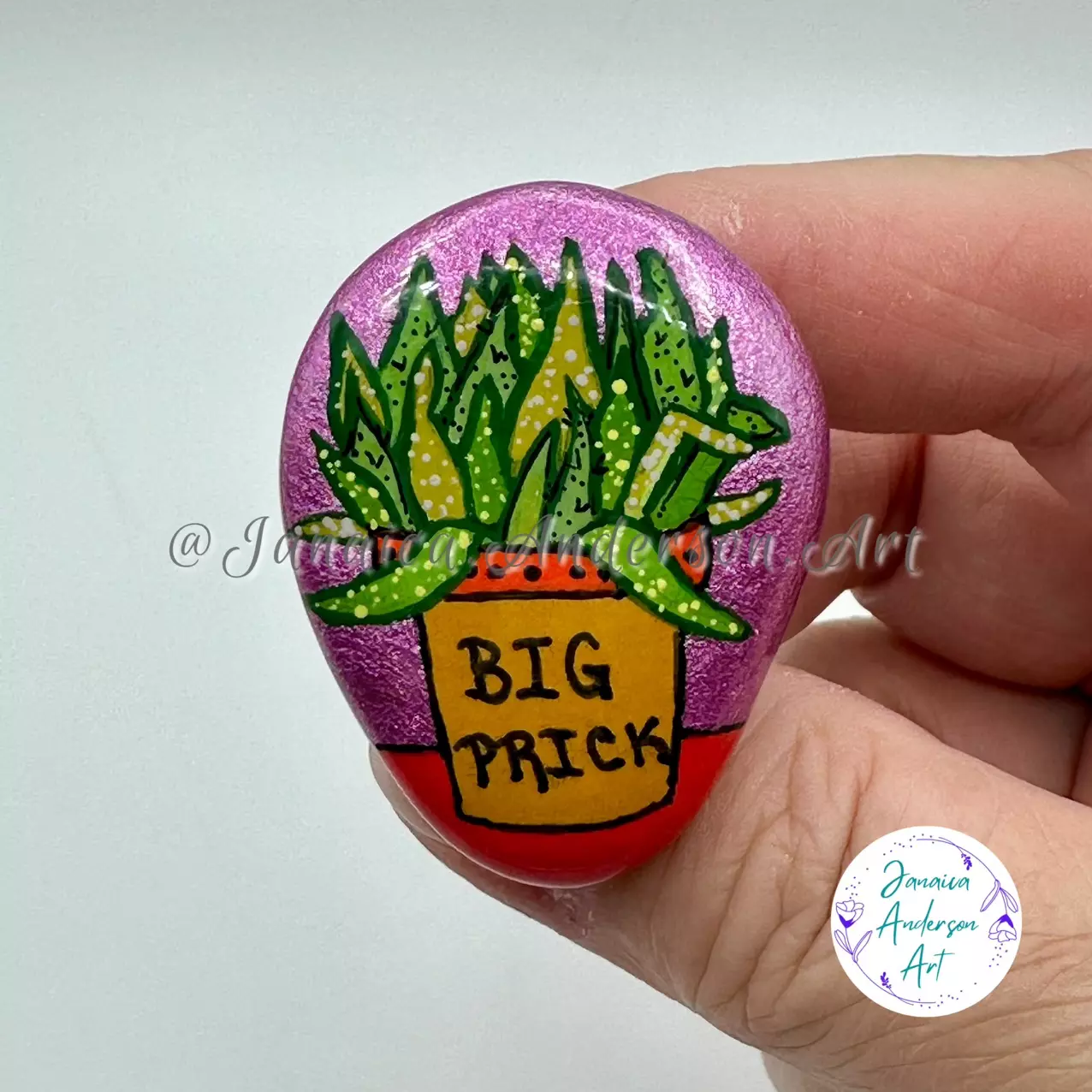 plant/Painted Stone Fridge Magnet No.279-0