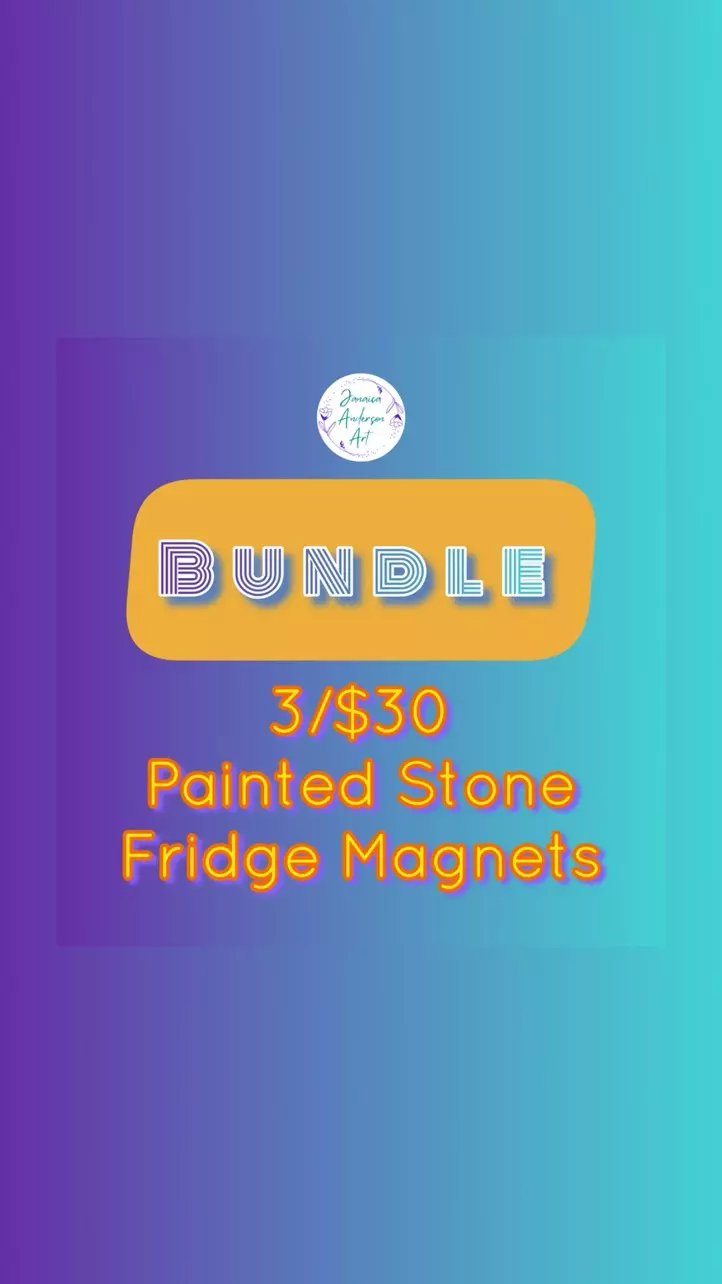 plant/BUNDLE~Painted Stone Fridge Magnets-0