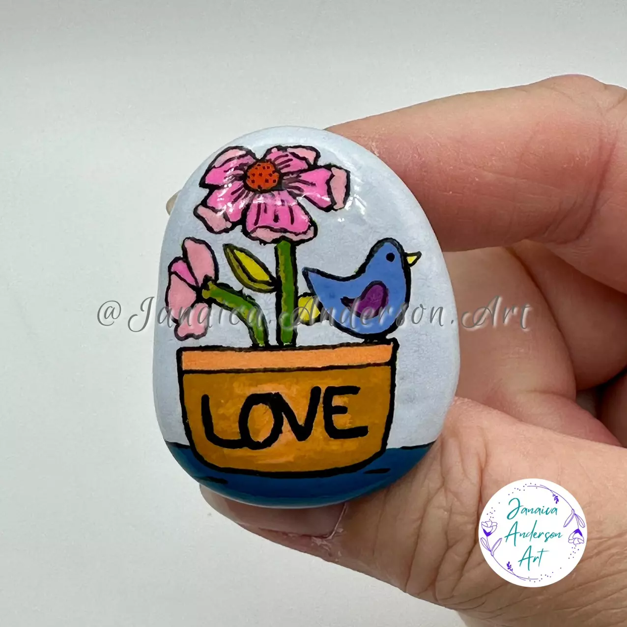 plant/Painted Stone Fridge Magnet No.280-0