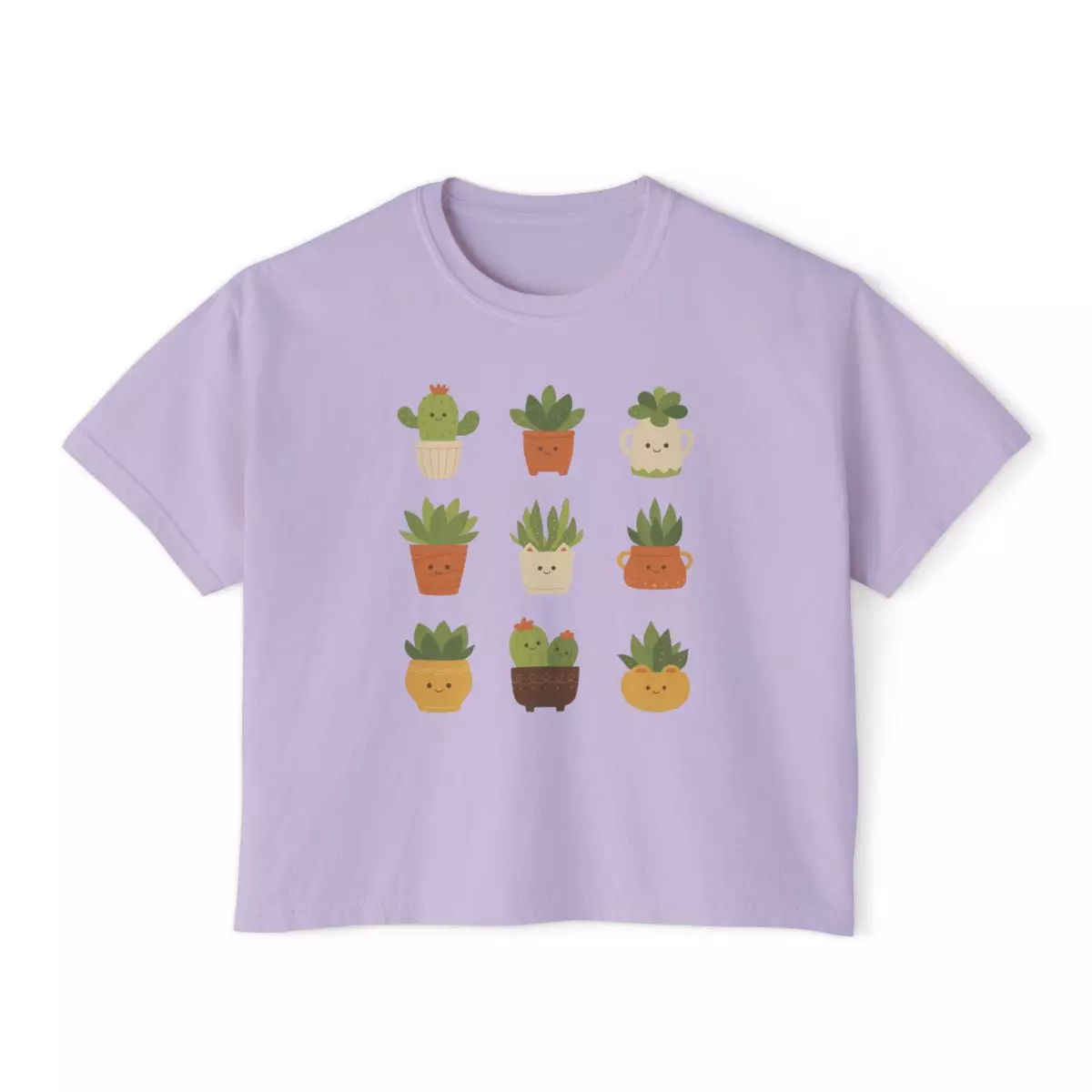 plant/Adorable womens boxy tshirt with cute cactus design-1