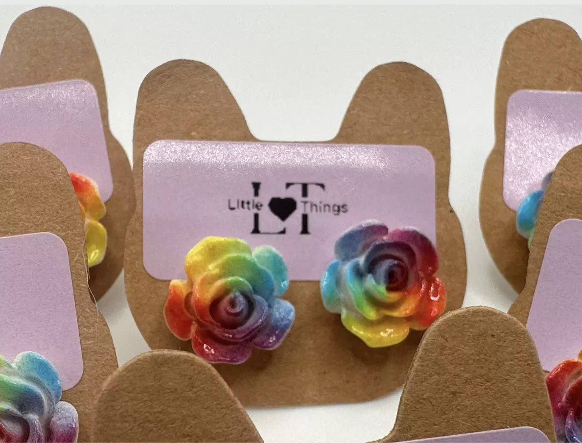 plant/Rainbow Rose Stud Earrings-0