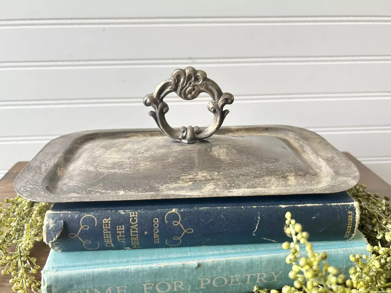 plant/Silver plated serving tray lid-0