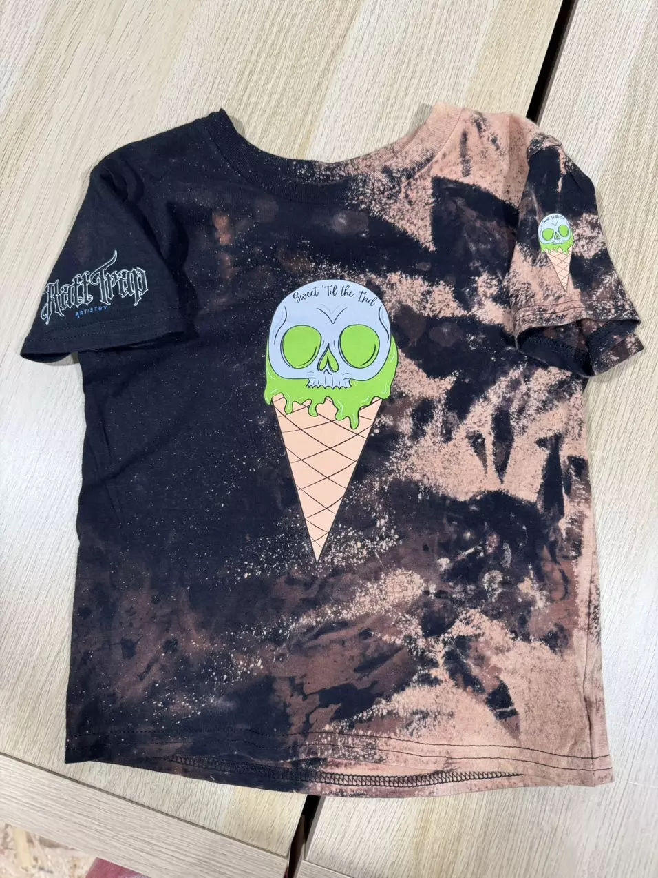 plant/XS YOUTH Bleached black t-shirt (Ready to Ship) -0