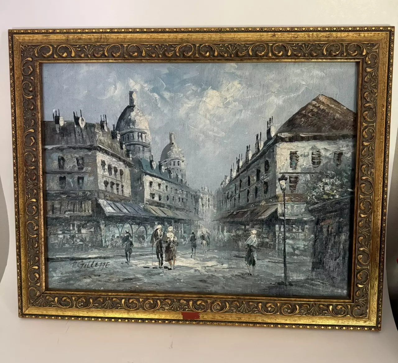 plant/Antique Signed Oil on Canvas - Blue Paris-0