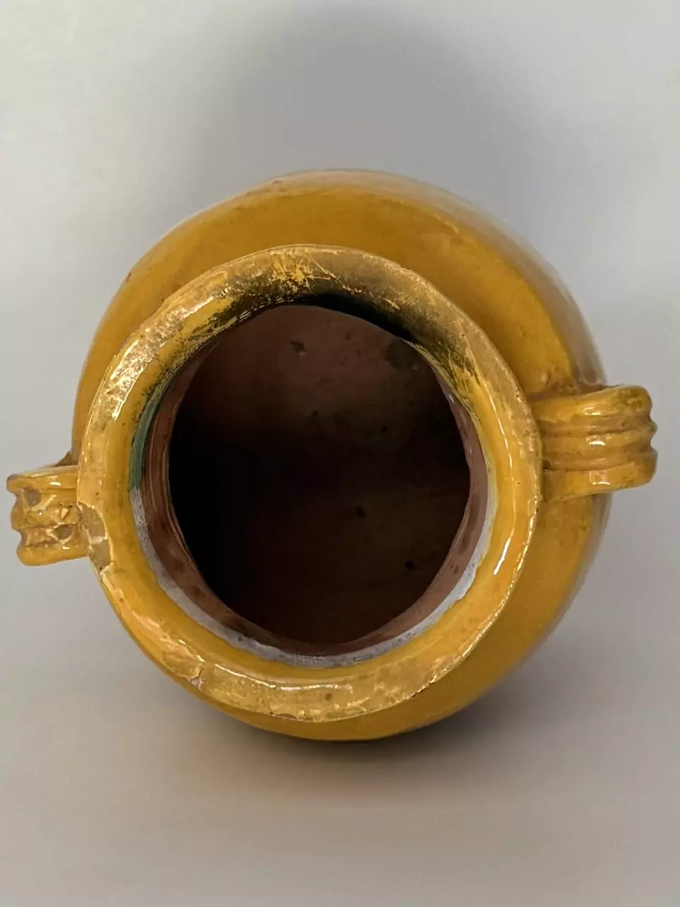 plant/Antique Small French Confit Pot – Yellow Glaze – 6" H-3