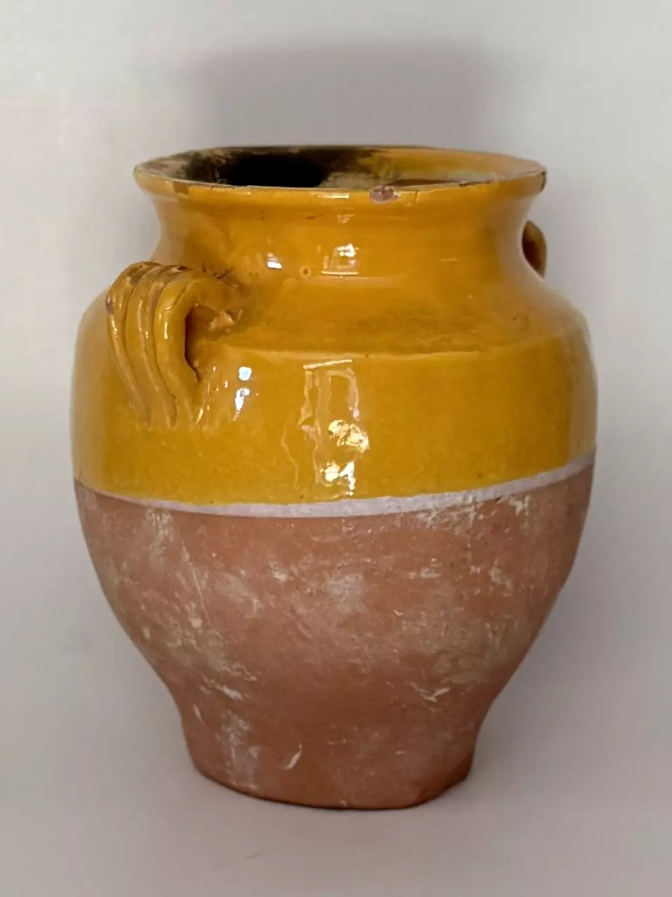 plant/Antique Small French Confit Pot – Yellow Glaze – 6" H-1
