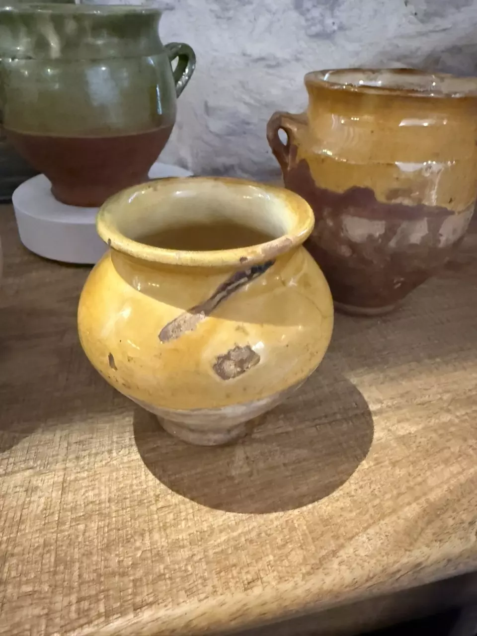 plant/Antique Mini French Confit Pot – Yellow Ochre Terracotta (19th Century)-0