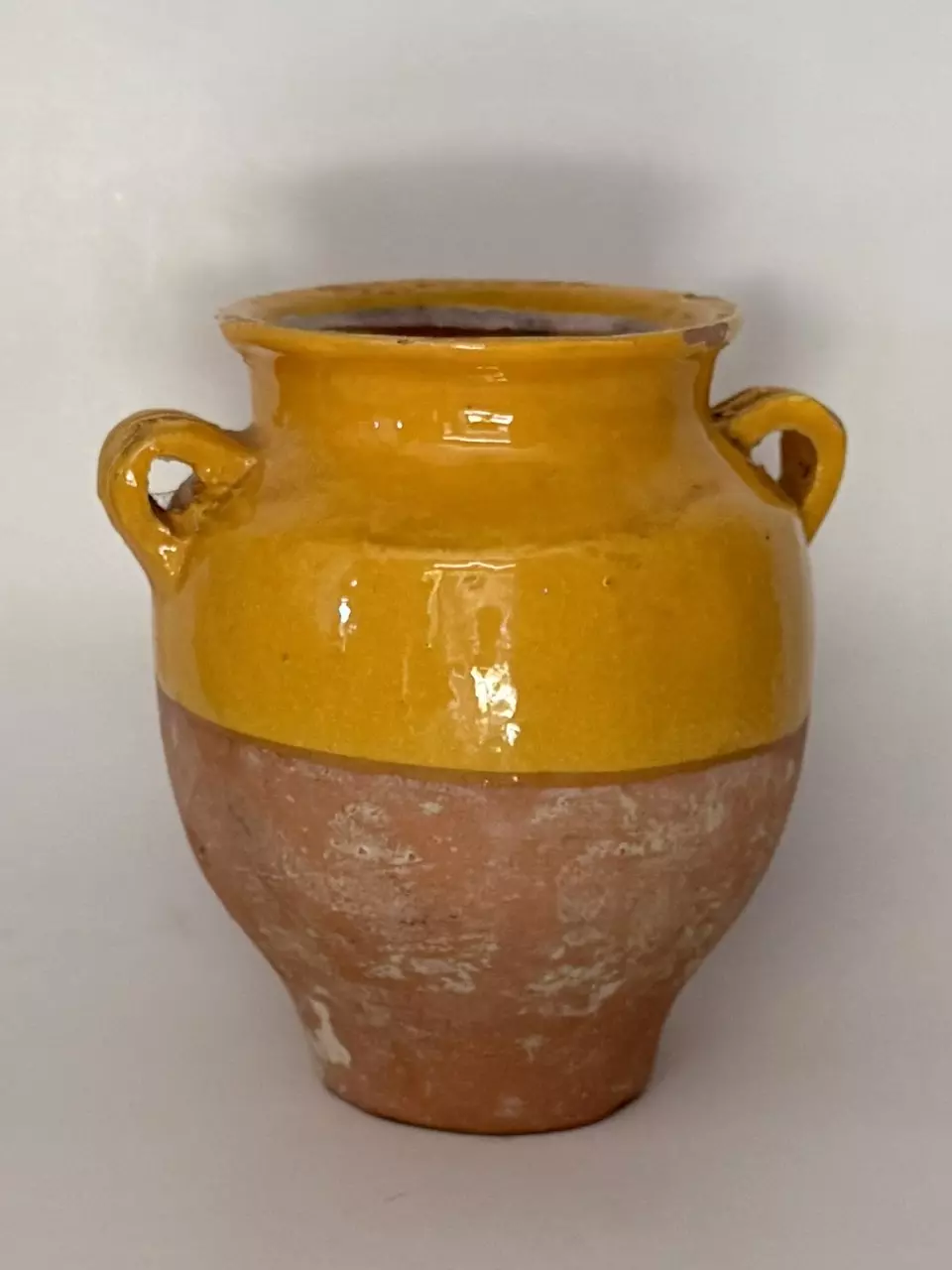 plant/Antique Small French Confit Pot – Yellow Glaze – 6" H-0