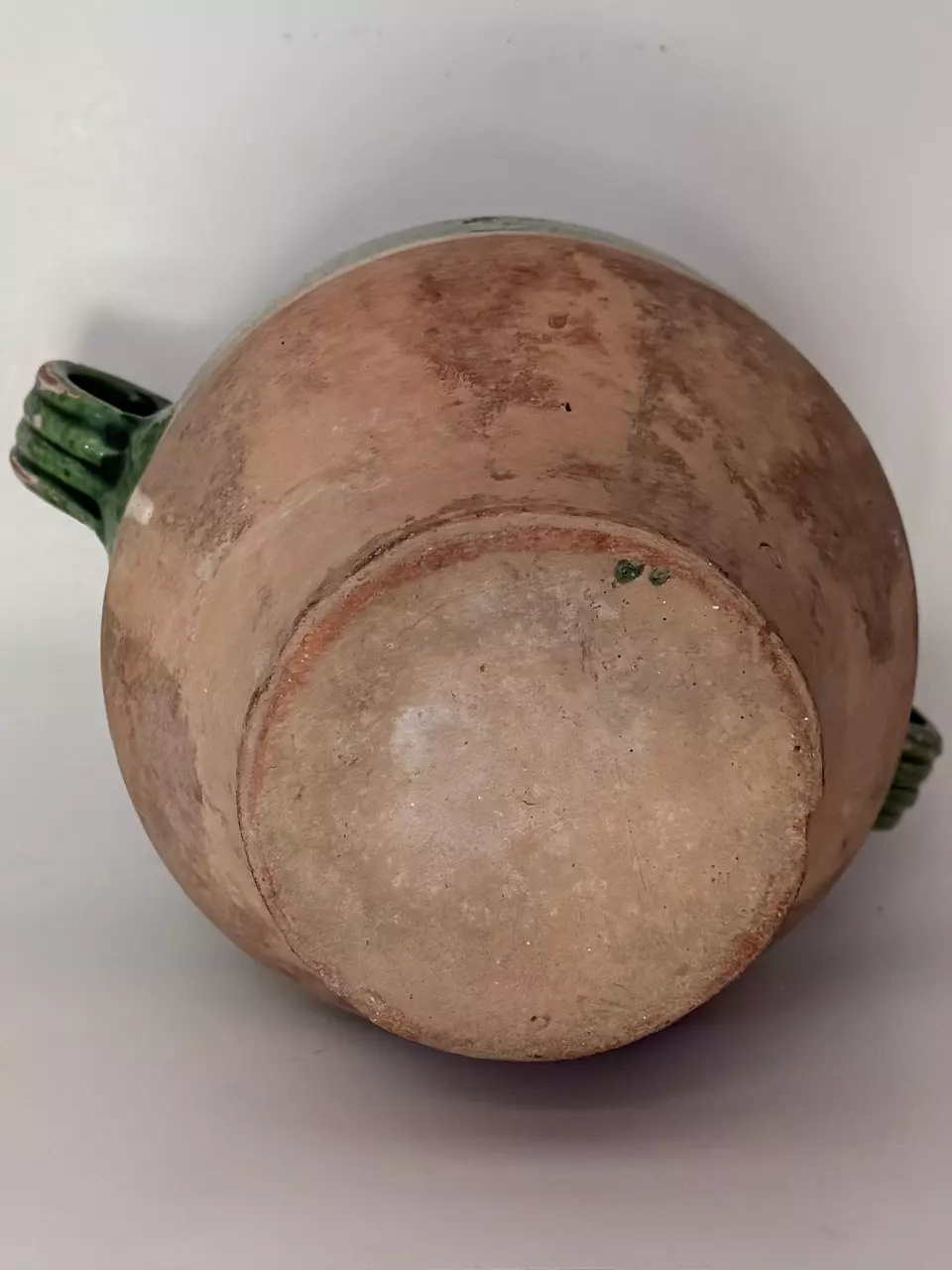 plant/Antique French Confit Pot – Green Exterior & Yellow Interior – 9" H × 10 ½" W-4