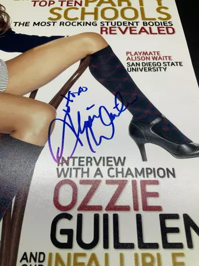 plant/Alison Waite Autographed 11x14” Photo PLAYBOY INSCRIBED XOXO, JSA COA-1-thumbnail