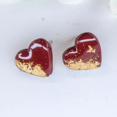 plant/Red Heart Studs with Gold Foil-0-thumbnail