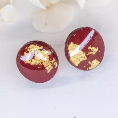 plant/Red Round Studs with Gold Foil-0-thumbnail