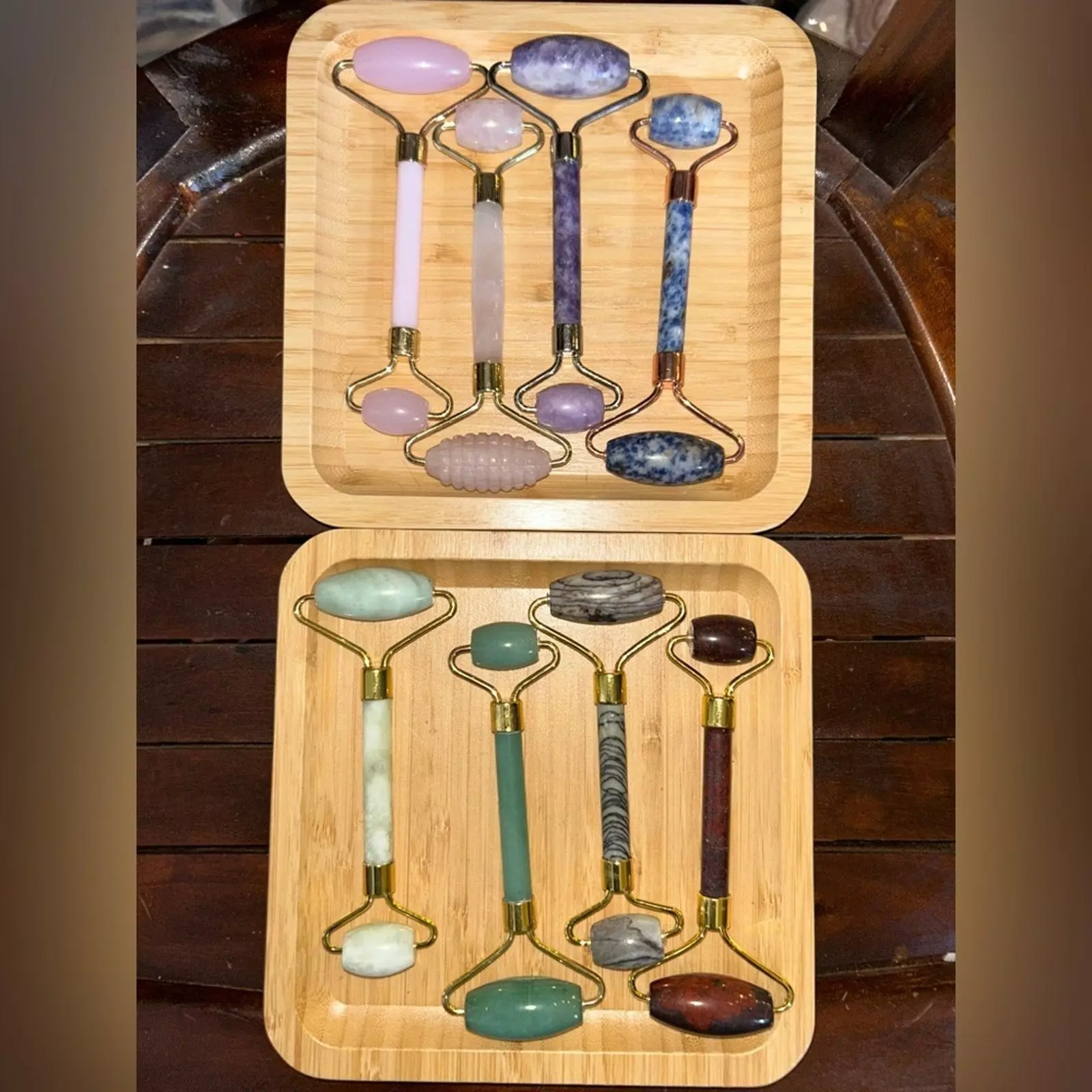 plant/Assorted Natural Gemstone Facial Rollers  PRICE FOR 1 🌹🌹-0