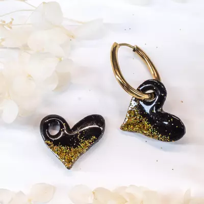 plant/Heart Charms - Black with Gold Glitter-0-thumbnail