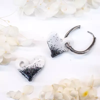 plant/Heart Charms - White with Deep Navy Glitter-0-thumbnail