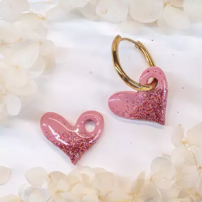 plant/Heart Charms - Pink with Pink Glitter-0-thumbnail