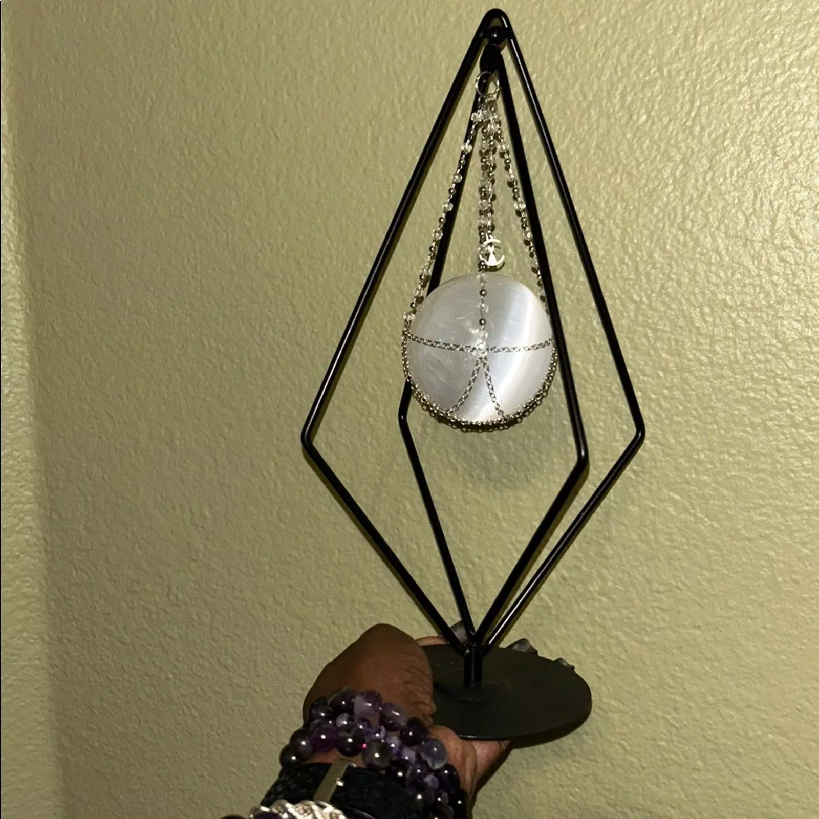 plant/Glass Chips Black Geometric Sphere Holder & Sphere sold separately 🌹🌹-0