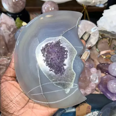 plant/Amethyst, Quartz, & Agate Moon Custom carving AMAGTMOONSML-0-thumbnail