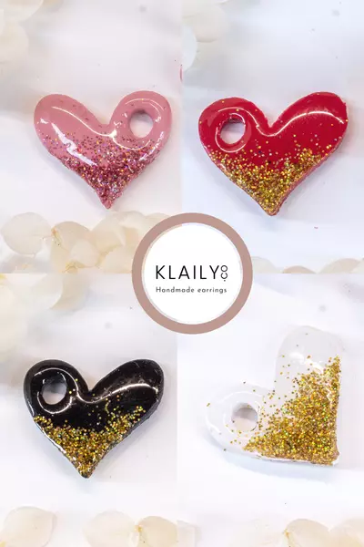 plant/Bundle of 4 Heart Charms with Hoops-0-thumbnail