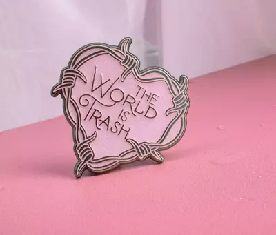 plant/Gold- PINK World is Trash barbed heart pin-0-thumbnail