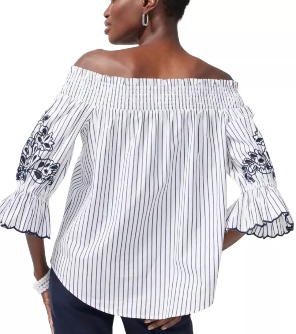plant/Sz 4 Chico's Off Shoulder Top US 20 Black & White-1