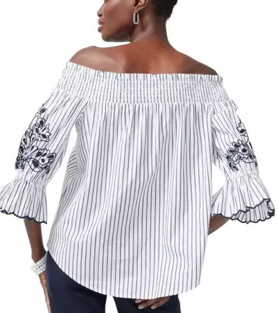 plant/Sz 4 Chico's Off Shoulder Top US 20 Black & White-1-thumbnail