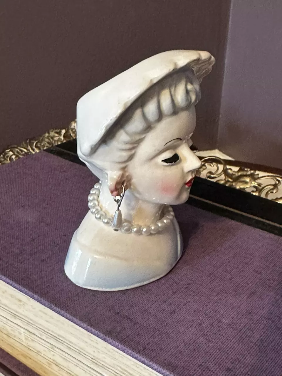 plant/Unmarked Blue Haired Mini Lady Head Vase 3” Tall-1