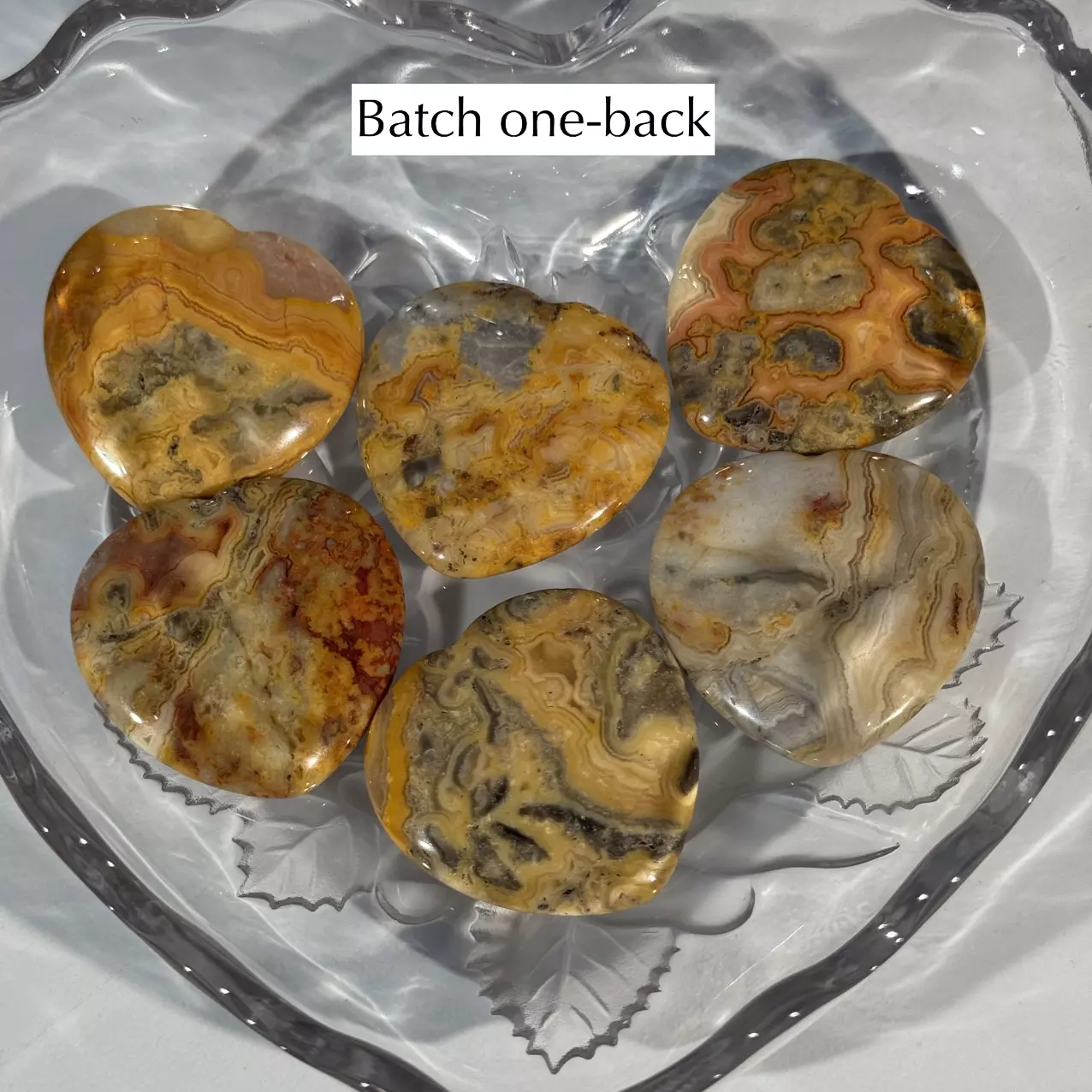 plant/One (1) Crazy lace agate heart worry stone BUYERS CHOICE-1