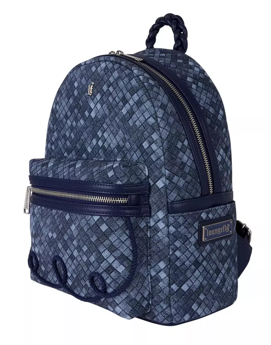 plant/Loungefly Woven Faux Denim Blue Mini Backpack-2