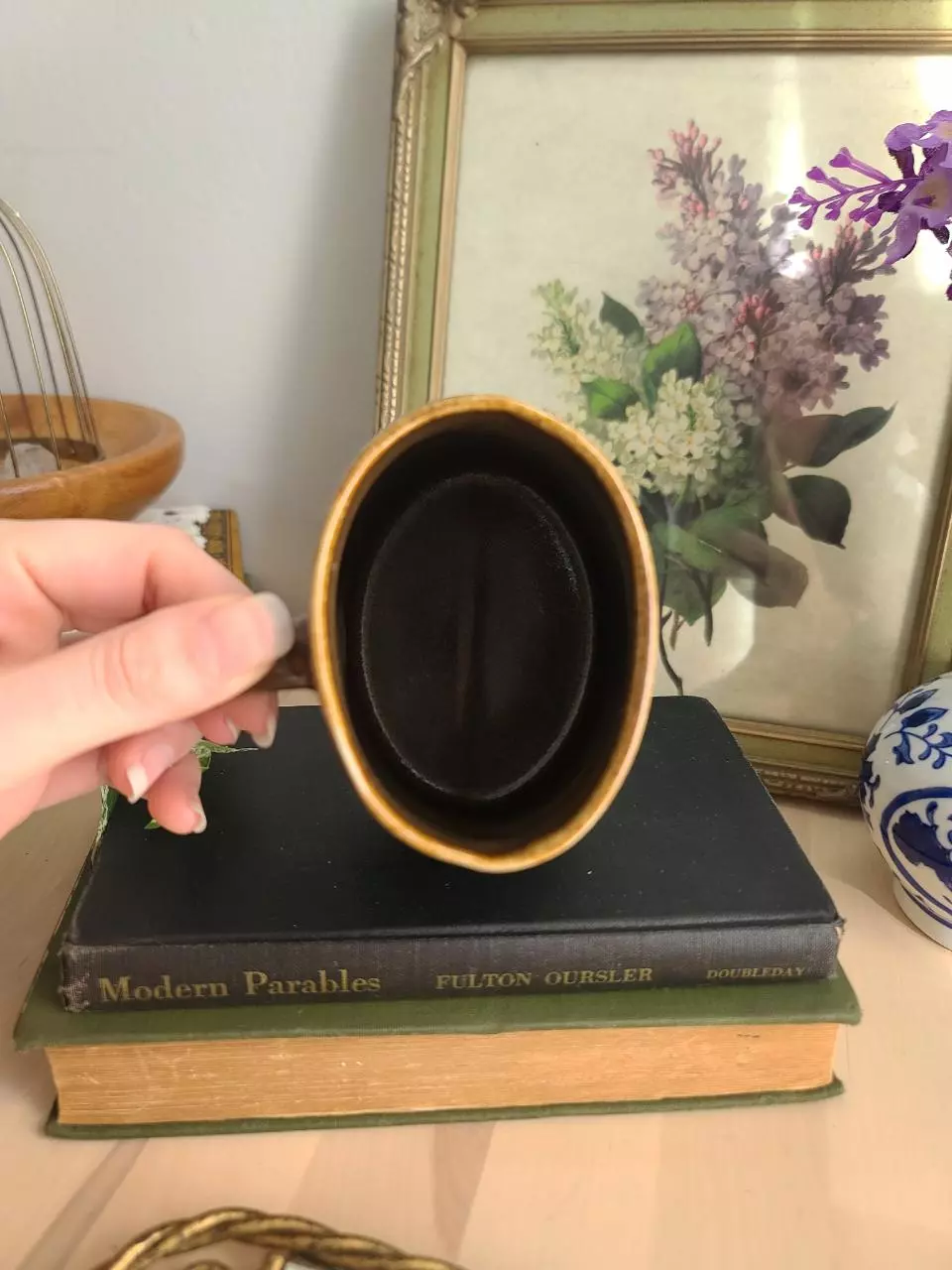 plant/Unique Brown Studio Pottery Mug-3