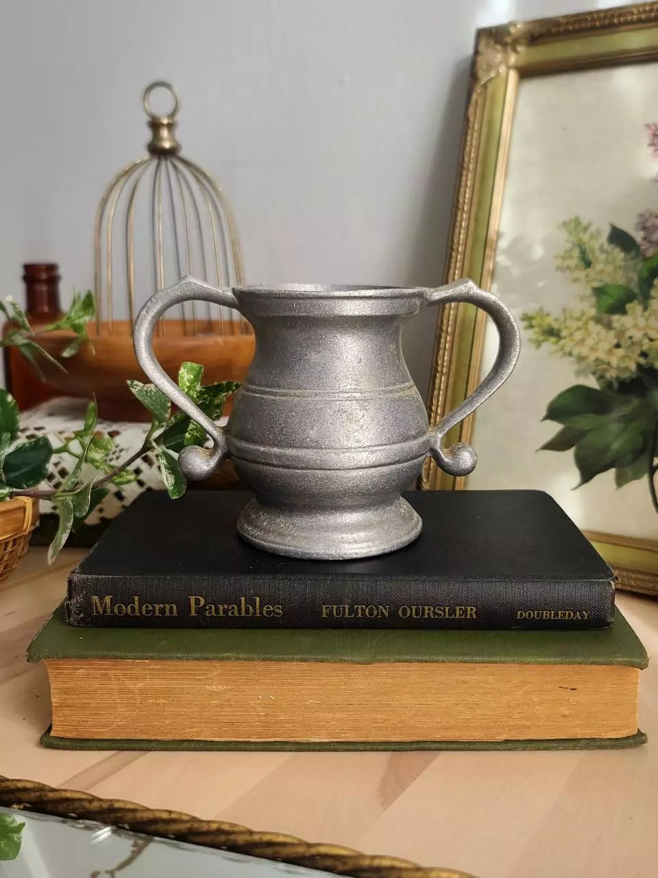 plant/Vintage Pewter Sugar Bowl or Planter/Vase-1
