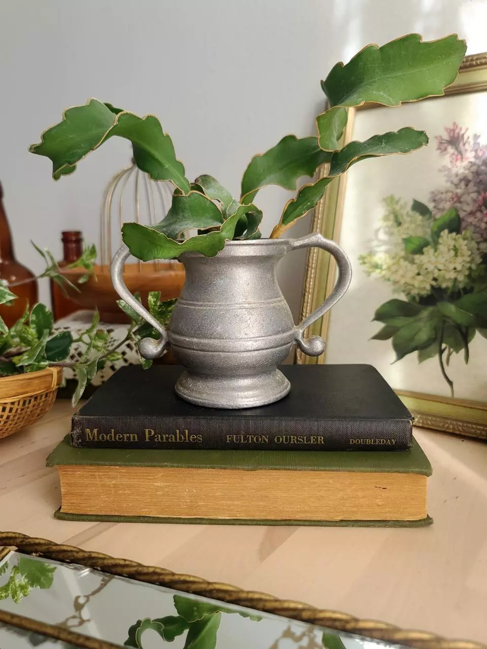 plant/Vintage Pewter Sugar Bowl or Planter/Vase-0