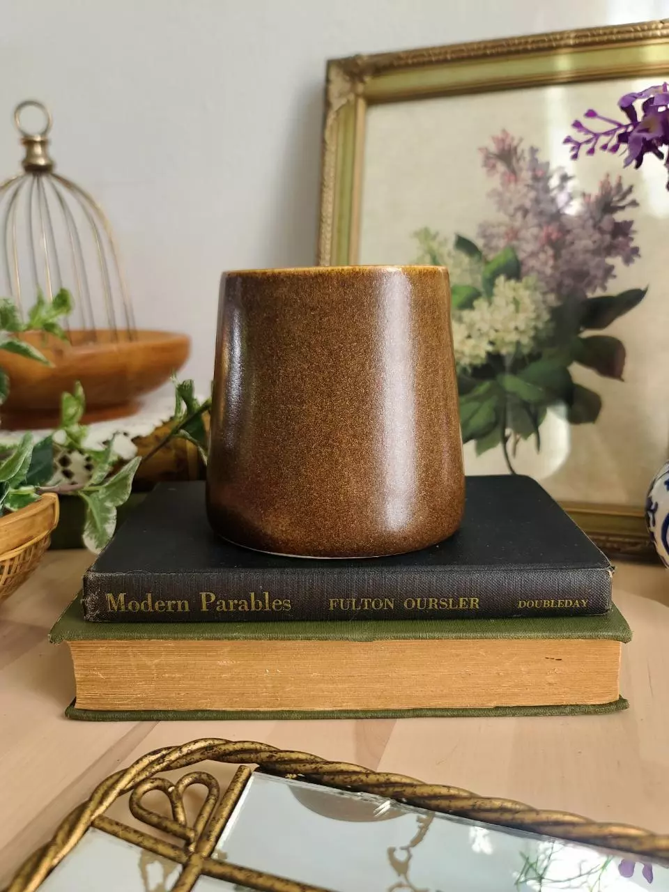 plant/Unique Brown Studio Pottery Mug-0
