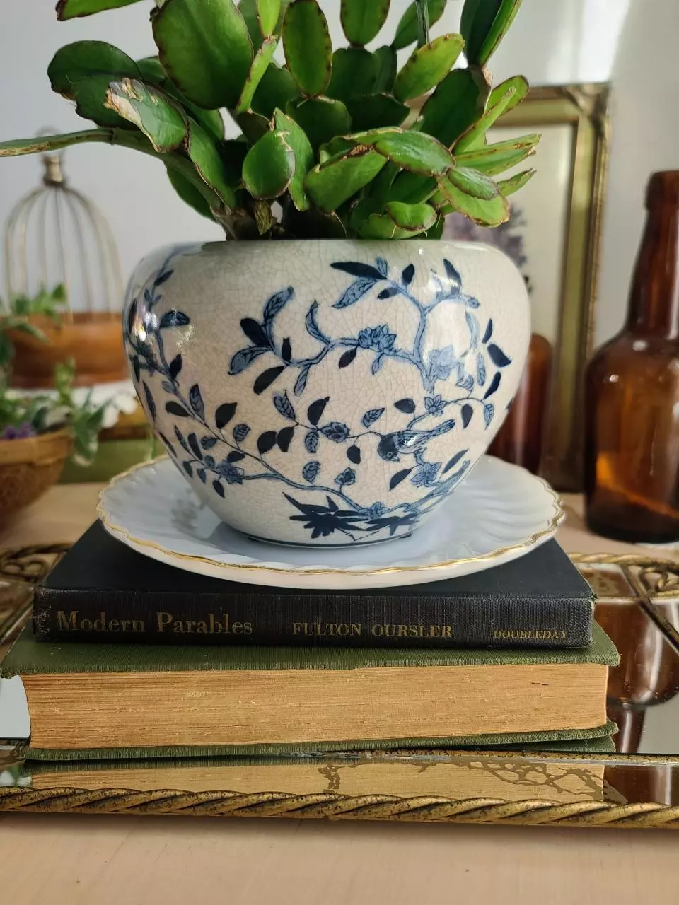 plant/Vintage Anchor Hocking Fire King Milk Glass Dish-2