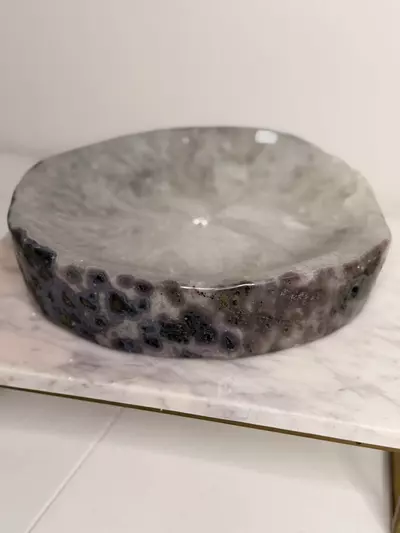 plant/Brazilian Agate Bowl with Quartz and Prasiolite 11.25w x 11d x 2.75h-1-thumbnail