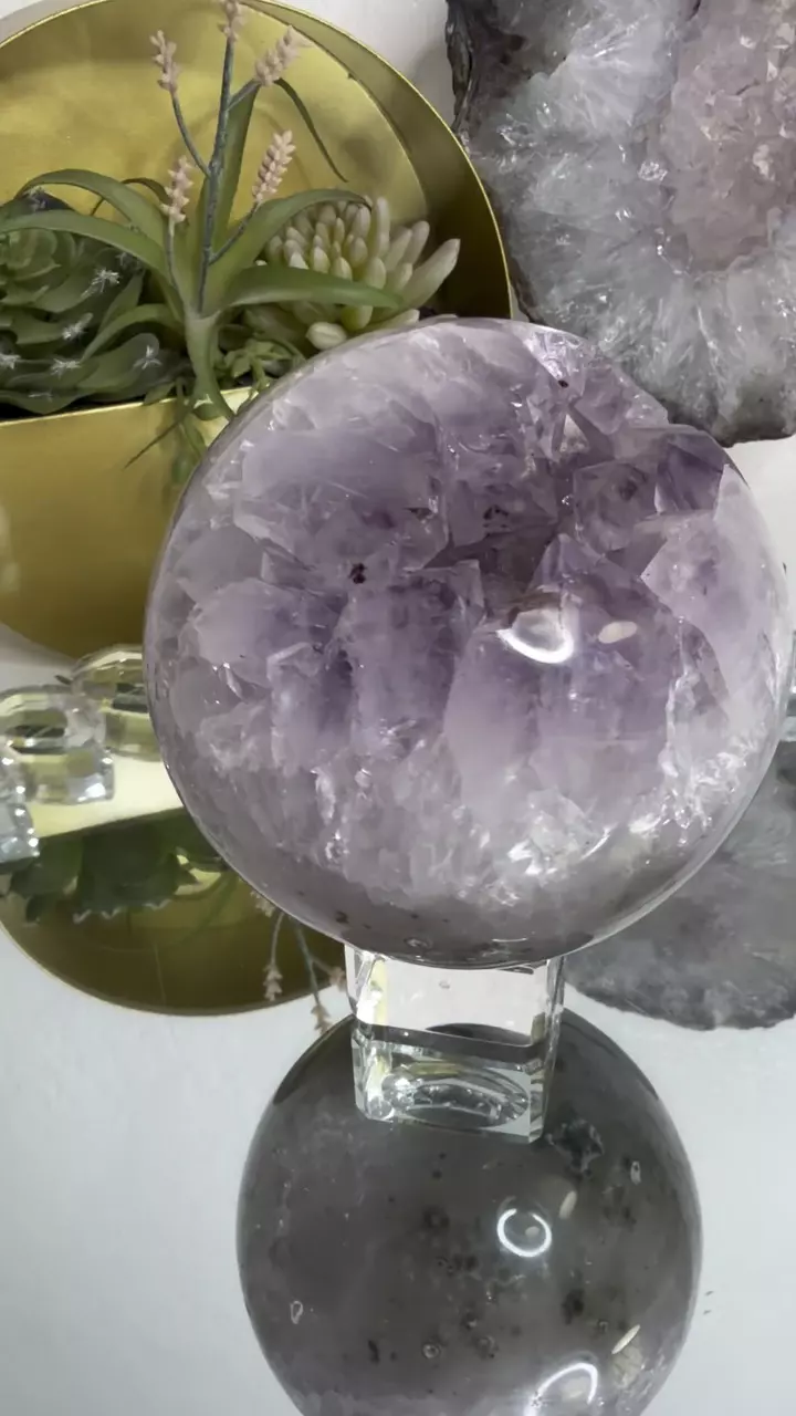plant/Brazilian Amethyst Geode Sphere 3lbs 12oz-1