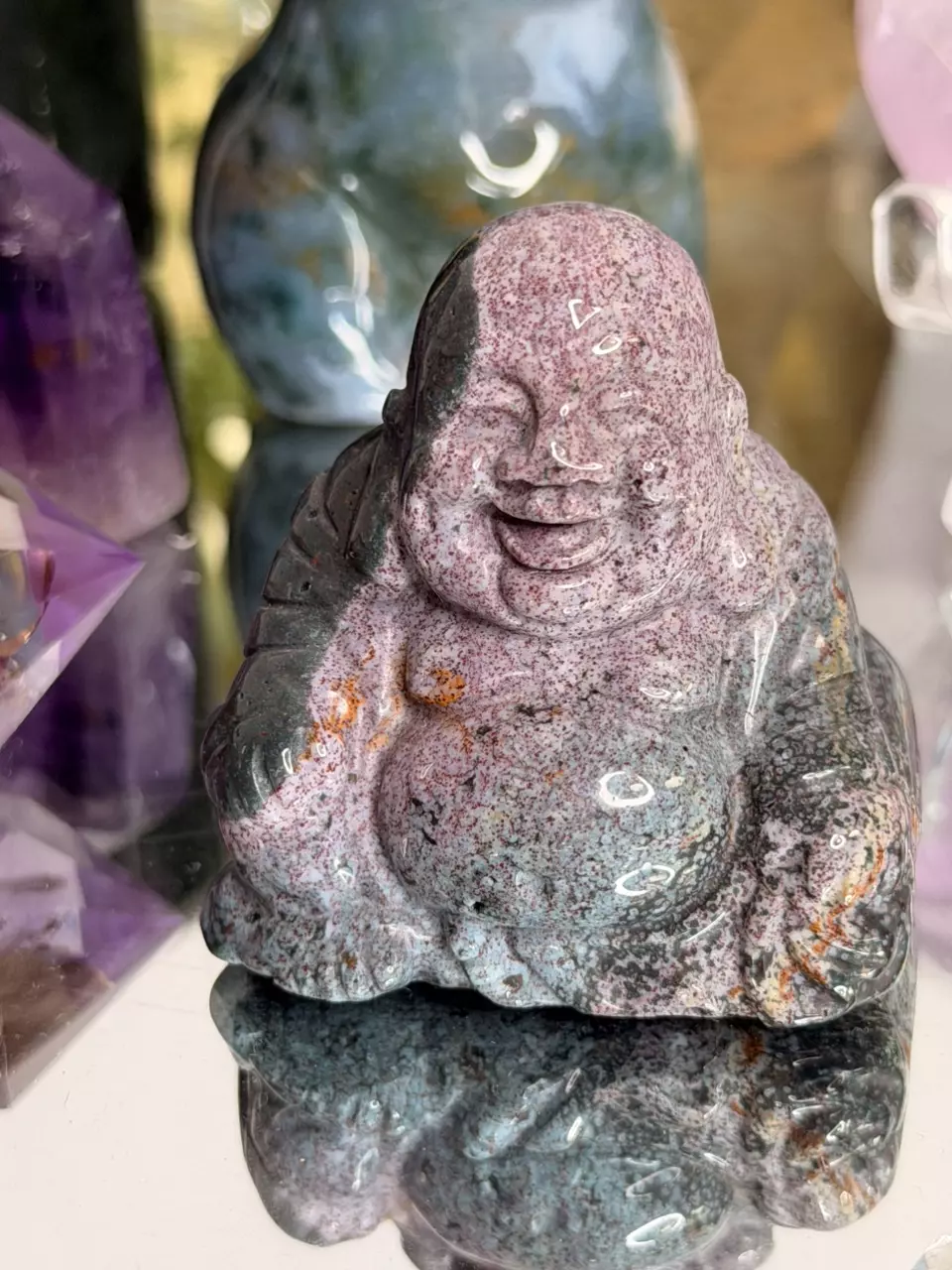 plant/Ocean Jasper Buddha Rare Blue & Purple-0