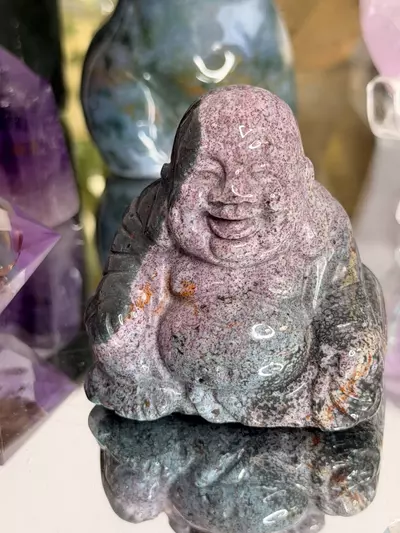 plant/Ocean Jasper Buddha Rare Blue & Purple-0-thumbnail