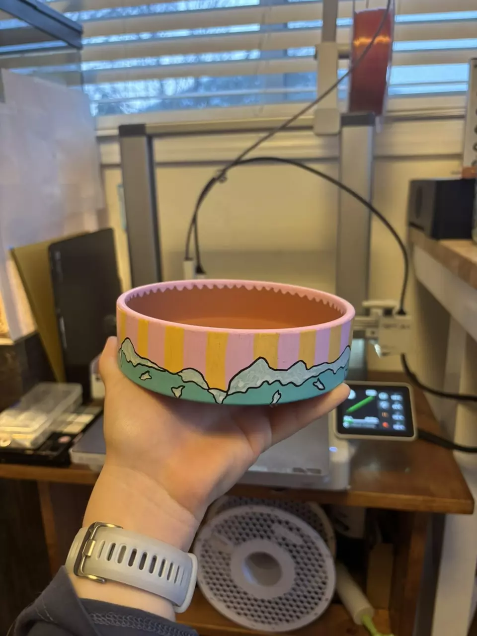 plant/*MADE TO ORDER* Hand-painted, deep, mountain saucer-1