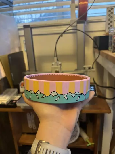 plant/*MADE TO ORDER* Hand-painted, deep, mountain saucer-3-thumbnail