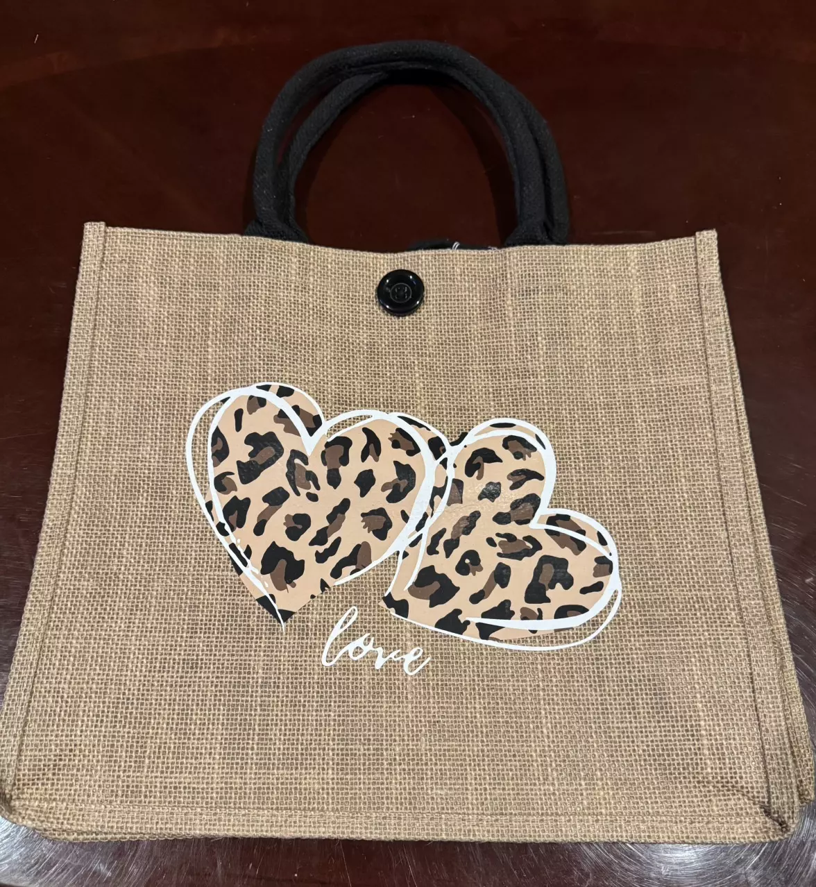 plant/Double heart burlap tote-0