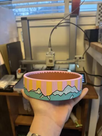 plant/*MADE TO ORDER* Hand-painted, deep, mountain saucer-4-thumbnail