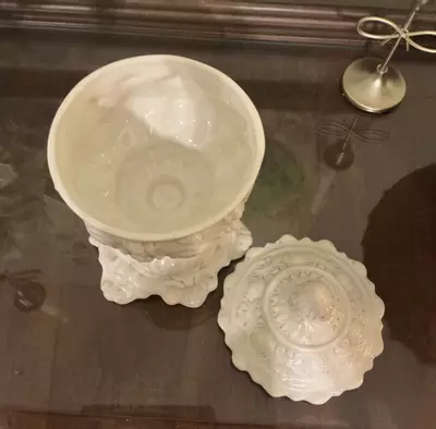 plant/Ironstone Lidded Urn | Footed Pedestal | Classic Cottage Decor-1-thumbnail