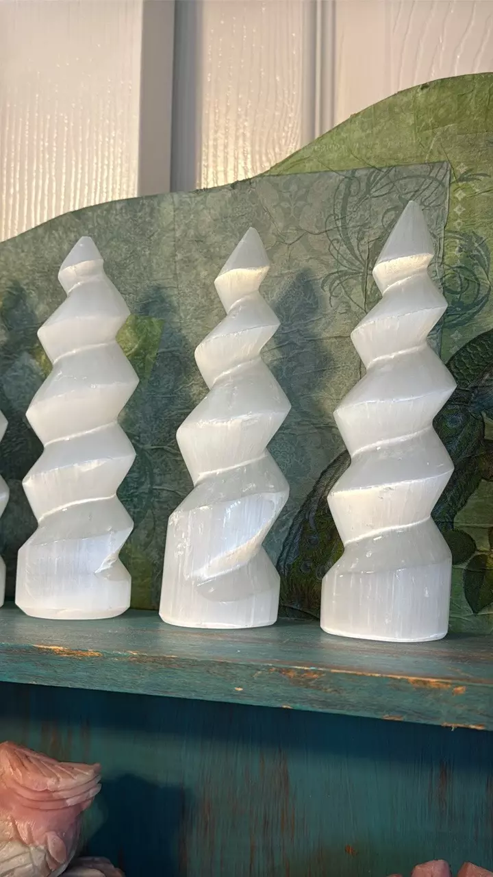 plant/$18 | One Selenite Spiral Tower 6.5 inches-0