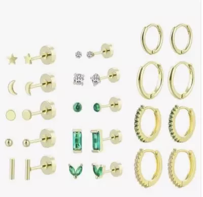 plant/ZLSDK 14K Gold Plated Cartilage Flatback Hypoallergenic Stud Earrings, 14 Pairs-0-thumbnail