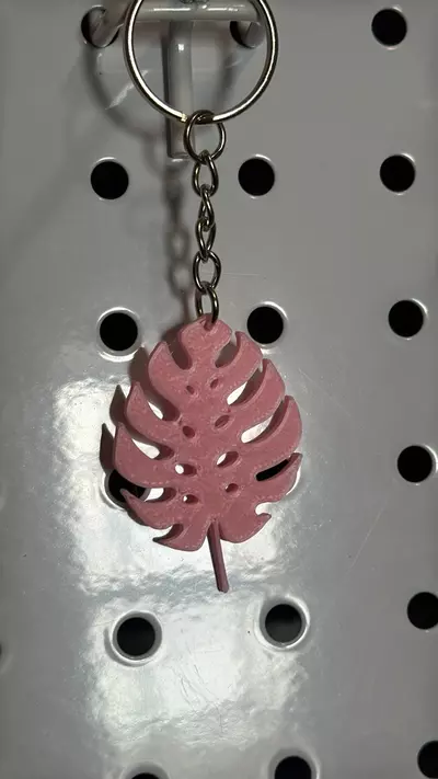 plant/Light pink monstra keychain style 3-0-thumbnail