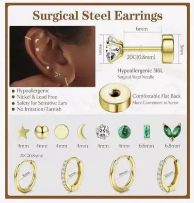 plant/ZLSDK 14K Gold Plated Cartilage Flatback Hypoallergenic Stud Earrings, 14 Pairs-1-thumbnail