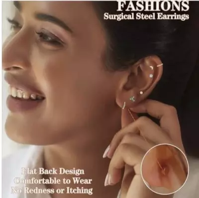 plant/ZLSDK 14K Gold Plated Cartilage Flatback Hypoallergenic Stud Earrings, 14 Pairs-2-thumbnail