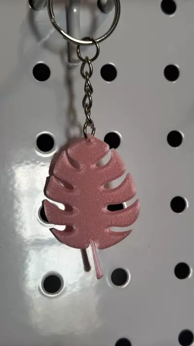 plant/Light pink monstra keychain style 2-0-thumbnail
