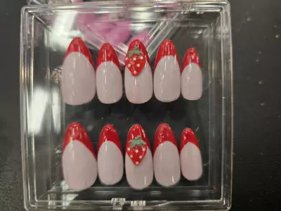 plant/Almond hand painted nails-0-thumbnail